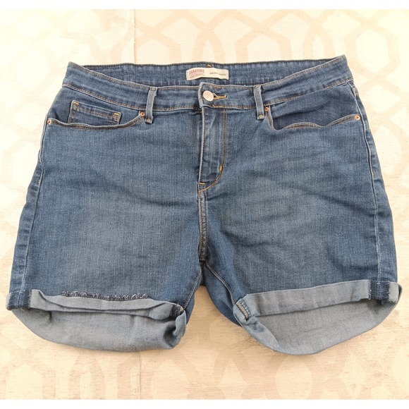 Signature by Levi Strauss Pants - Signature by Levi Strauss Women Mid Rise Denim Shorts Cuffed Blue Size 12